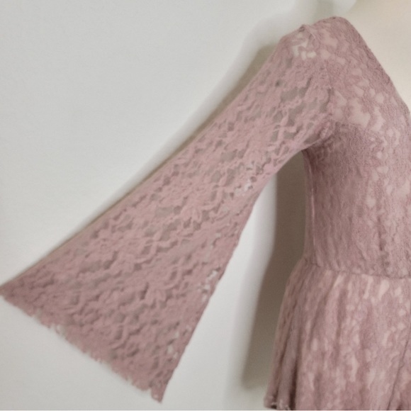 FREE PEOPLE Lace Romper In Mauve XS - Picture 9 of 11